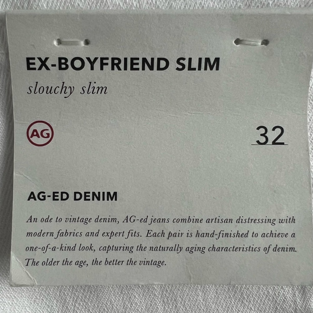 NWT AG EX BOYFRIEND SLIM slouch WHITE JEANS - Picture 10 of 15